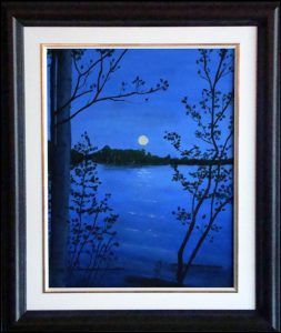 Moonrise over the lake, 11"x14" O/C - SOLD
